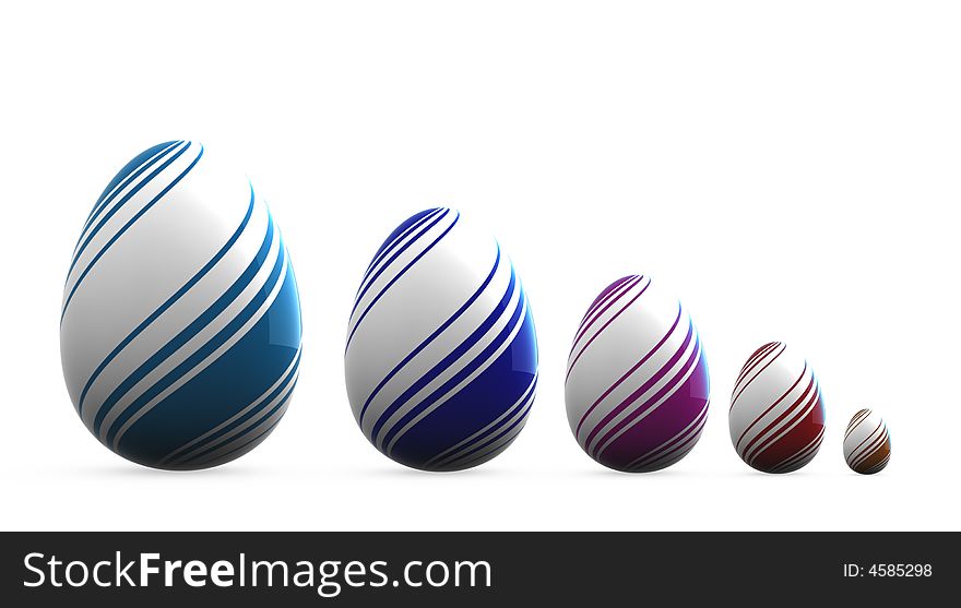 Easter eggs - big & little - isolated on white background