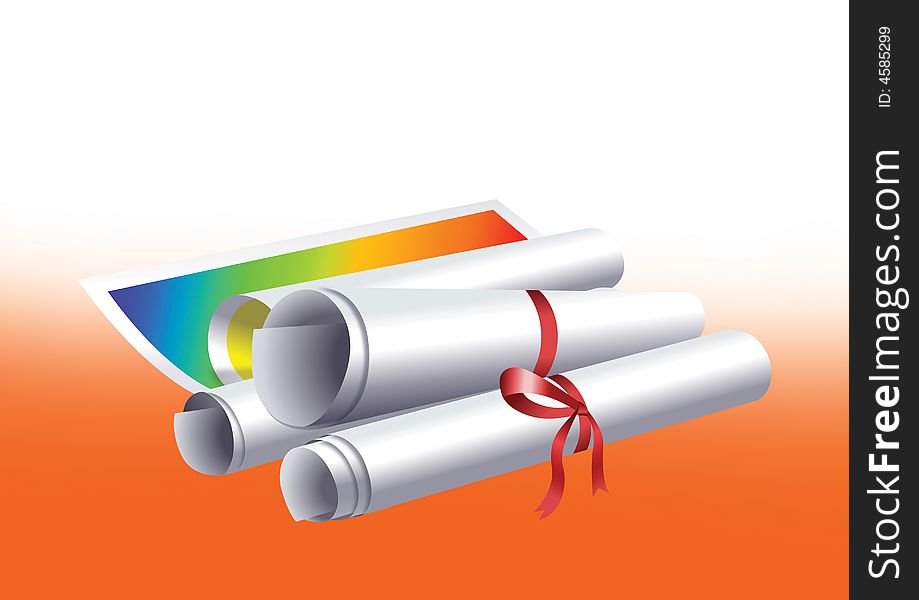 Illustrated paper roll in gradient background. Illustrated paper roll in gradient background