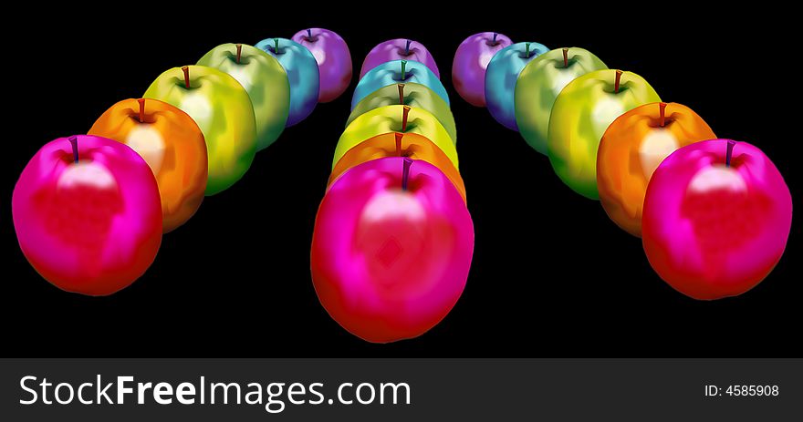 Apples arranged according to the color spectrum. Apples arranged according to the color spectrum