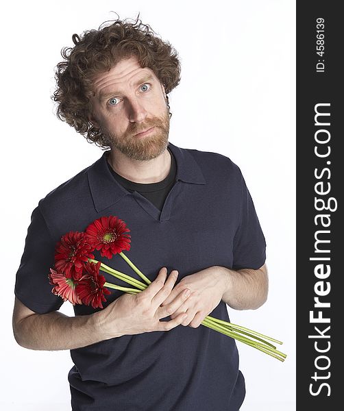 Man Holding Flowers