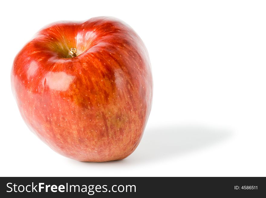 One red apple isolated on the white background