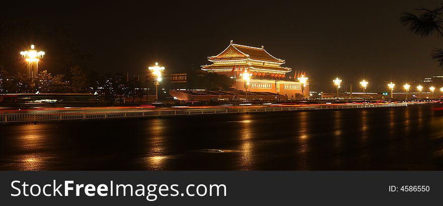 Night scenes of tiananmen in peking. Night scenes of tiananmen in peking