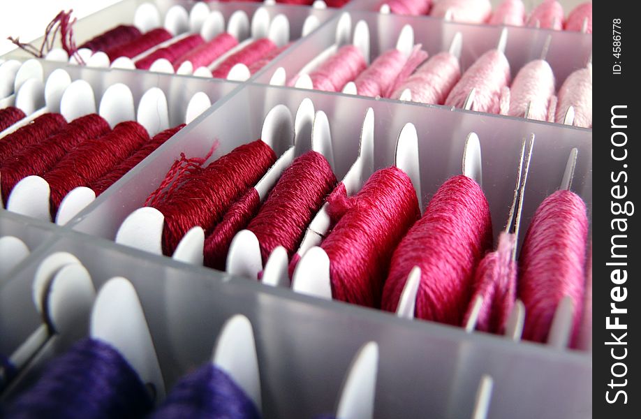 A colorful embroidery thread sorting box