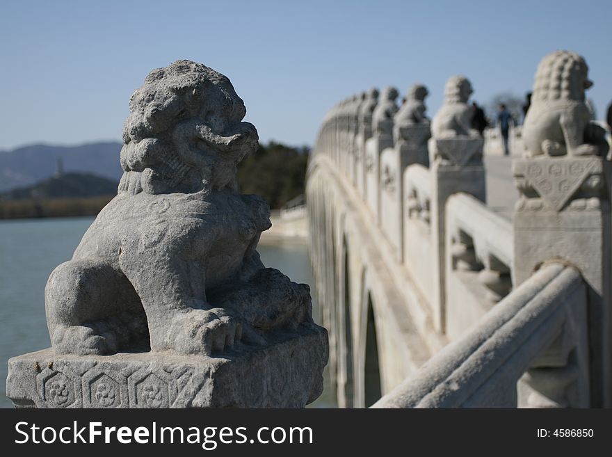 The stone carving of lion in summer palace. The stone carving of lion in summer palace