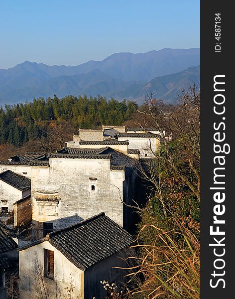 Chinese traditional house with tree and blue sky