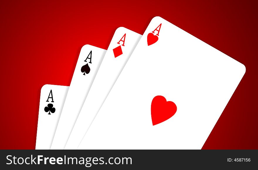 Four aces on color gradient background