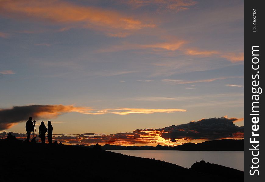 Sunset on Namsto lake, Tibet