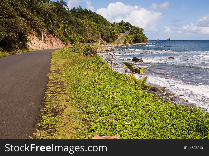 Seaside road on tropical island. Seaside road on tropical island