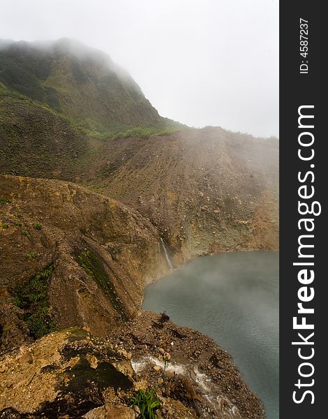 Remote boiling lake on tropical island. Remote boiling lake on tropical island