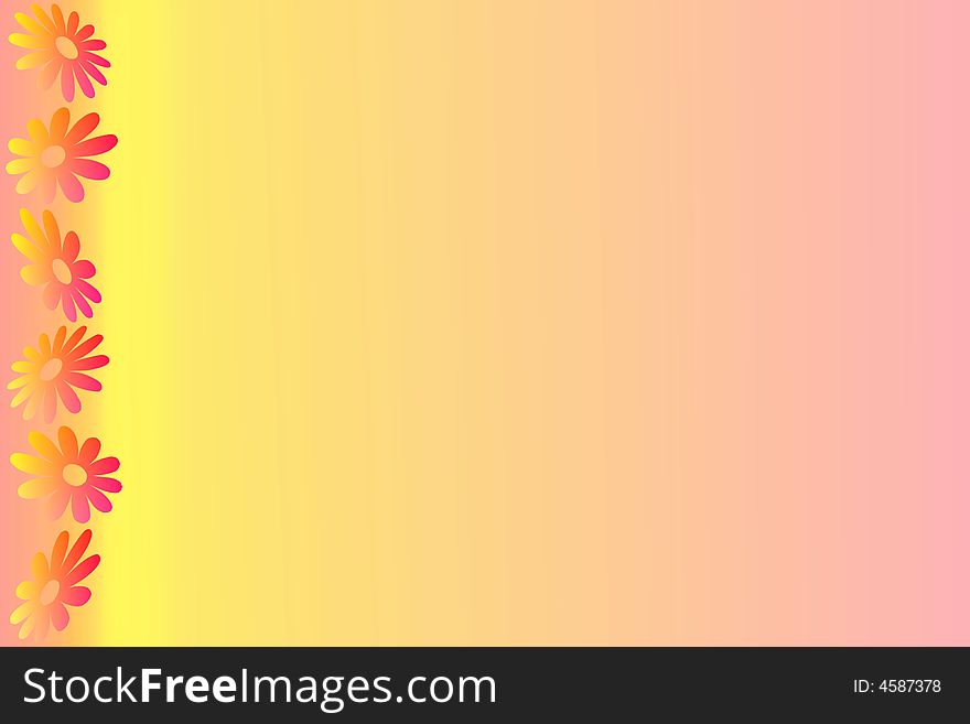 Flowery border left side on yellow and red background. Seamless tile. Flowery border left side on yellow and red background. Seamless tile.