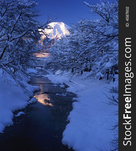 A brisk Japanese winter landscape. A brisk Japanese winter landscape