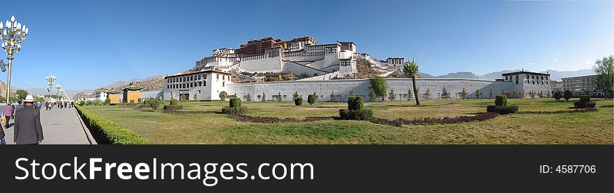 Panorama of Potala palace in Lhasa, Tibet