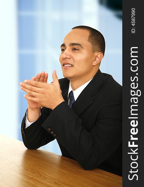 Young Business Man Clapping Hand