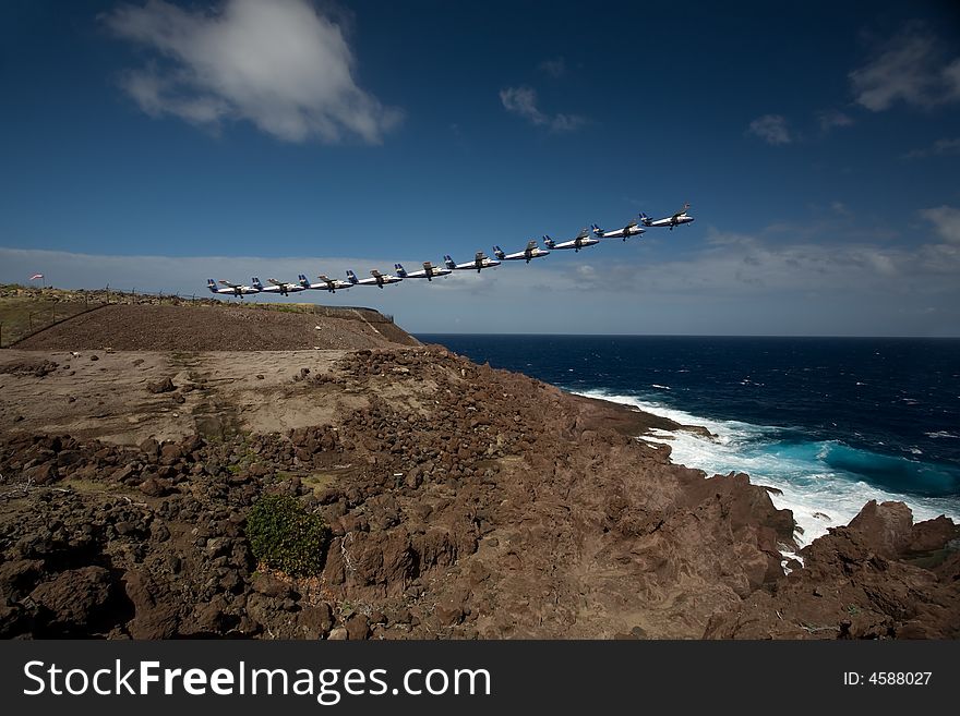 Plane taking off from short runway on tropical island of Saba. Plane taking off from short runway on tropical island of Saba