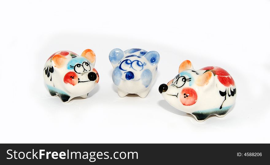 Foto of figurine of pig on white background