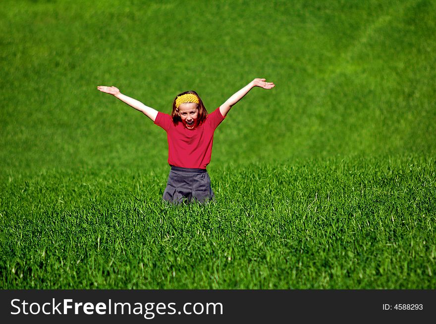 Young Girl In Green Field