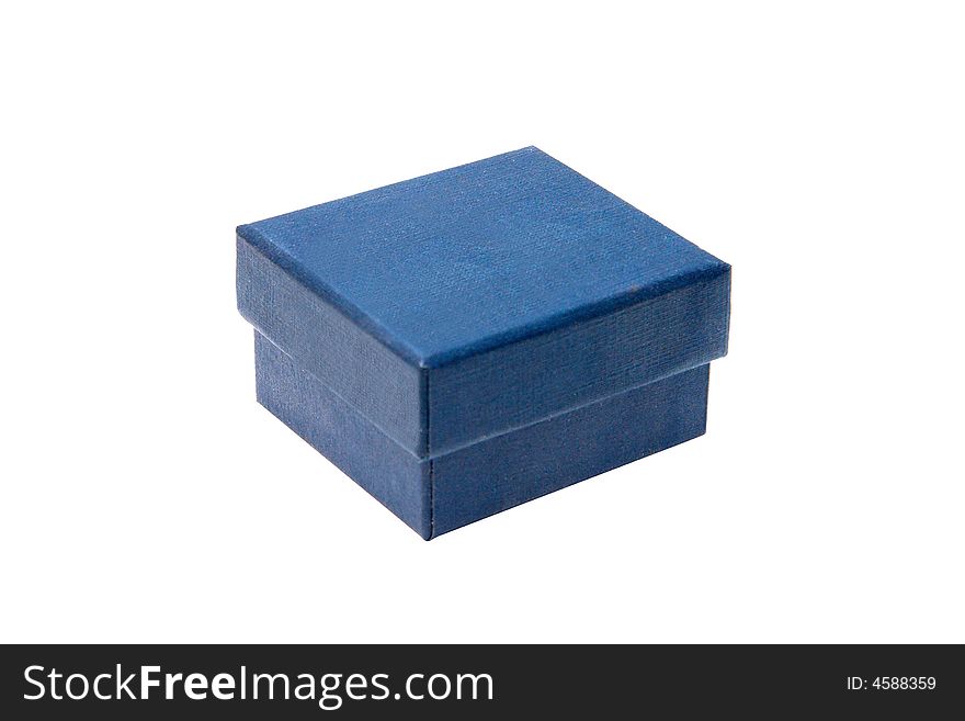 Blue celebratory gift box isolated on white