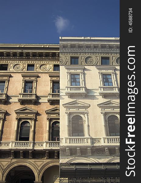 Ancient palace in Milan during restoration works