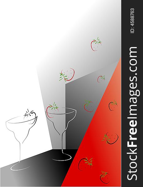 Beverage black and red abstract background with strawberry. Beverage black and red abstract background with strawberry.