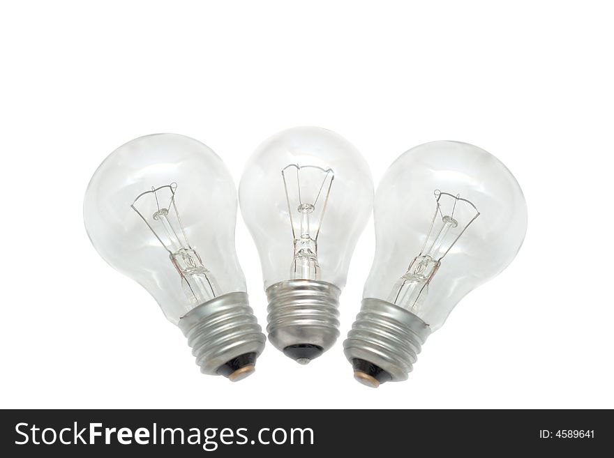 Three light bulbs isolated over white background