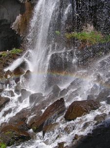 Waterfall With Rainbow Stock Photo