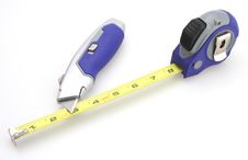 Box Knife And Tape Measure Stock Photography