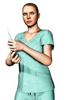 3d Female Nurse In Green Scrubs With Syringe Stock Photos 3d Female Nurse In Green Scrubs With Syringe Stock Photos