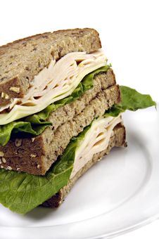 Turkey Sandwich On Whole Grain Bread Royalty Free Stock Photography Turkey Sandwich On Whole Grain Bread Royalty Free Stock Photography