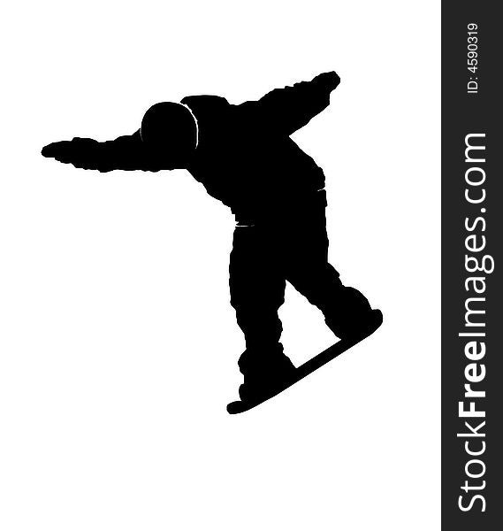 Snowskater flying on a background of a white