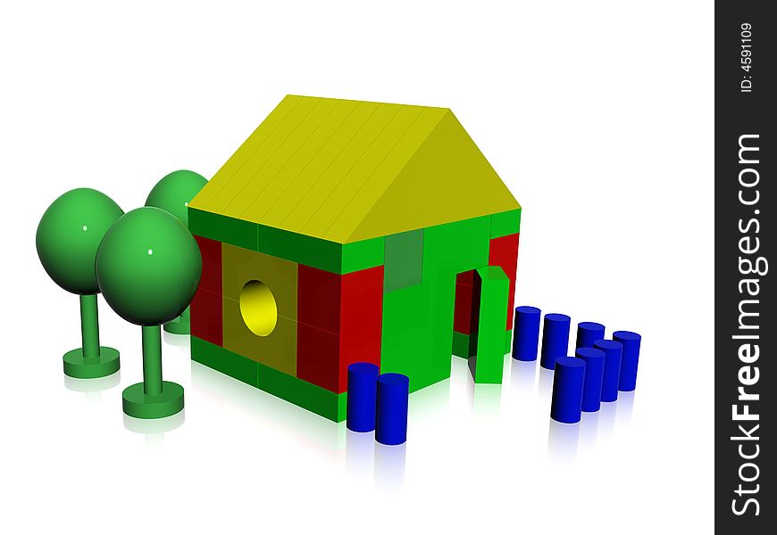 Isolated toy house maked by blocks