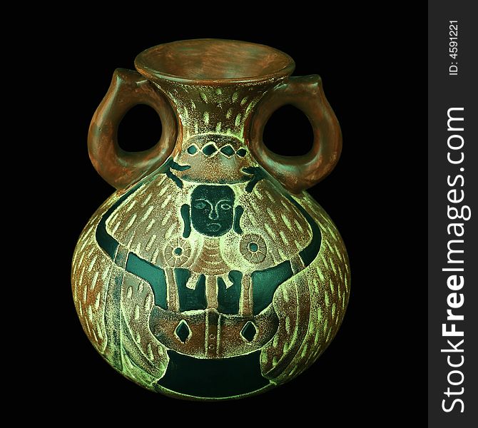 Ceramic vase on a black background
