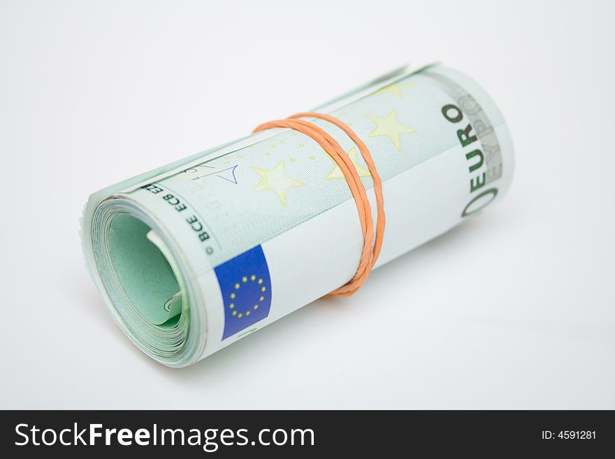 Some 100 euros banknotes over white isolated background. Some 100 euros banknotes over white isolated background