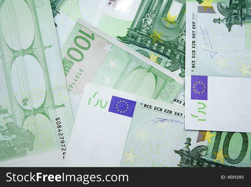100 euros green banknotes background