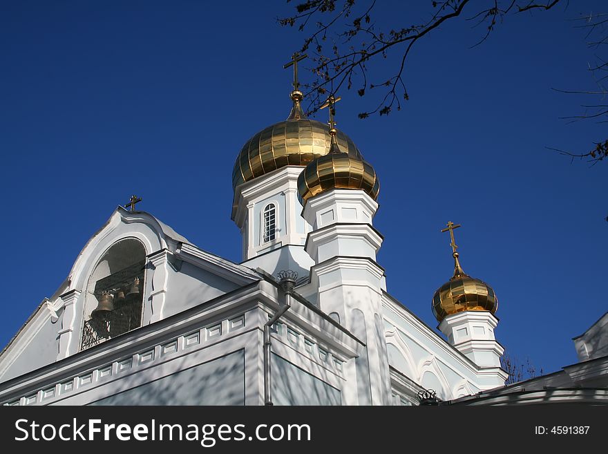 Russian church under the blue sky