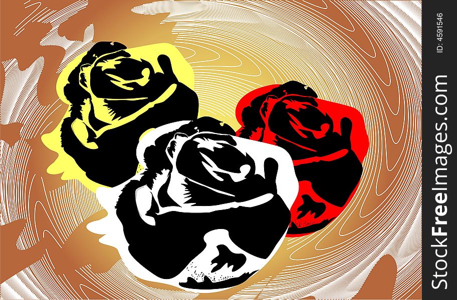 Vector scene of the three roses