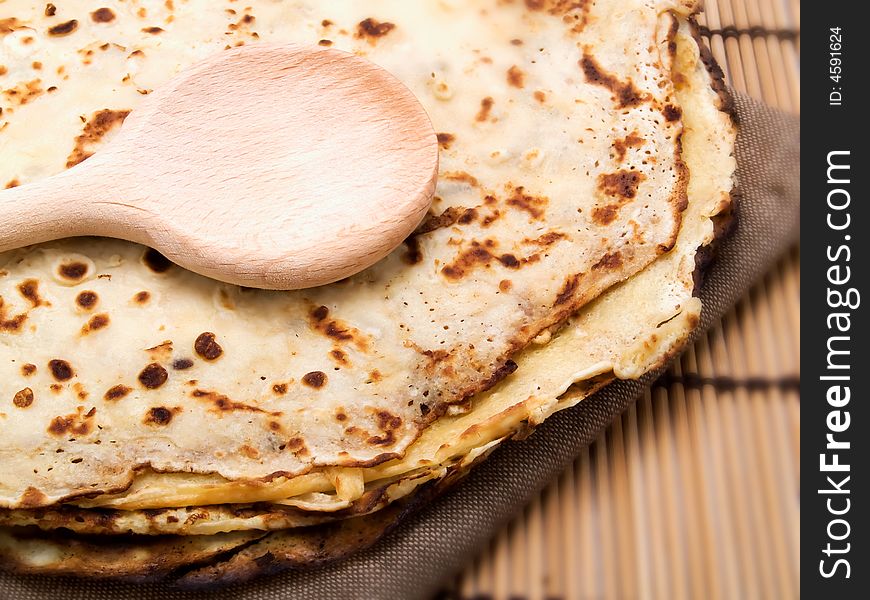 Delicious pancakes in a kitchen