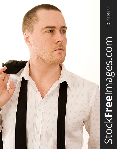 Portrait of a young businessman on white background