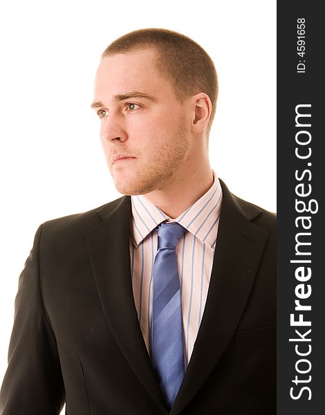 Portrait of a young businessman on white background