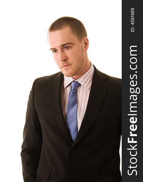 Portrait of a young businessman on white background