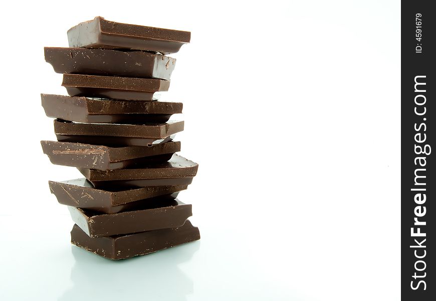 Close-up of chocolate on a white background