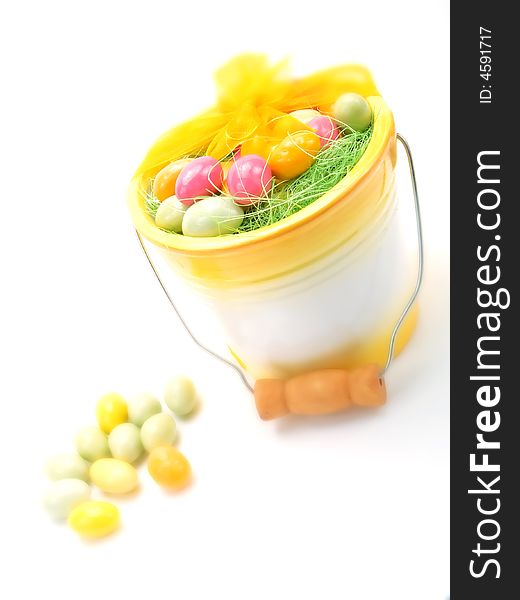Colorful easter eggs on a white background