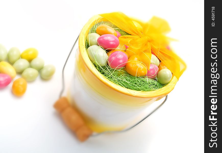 Colorful easter eggs on a white background