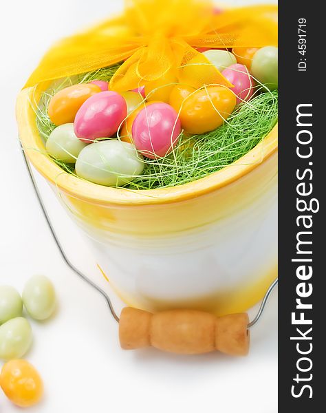 Colorful easter eggs on a white background