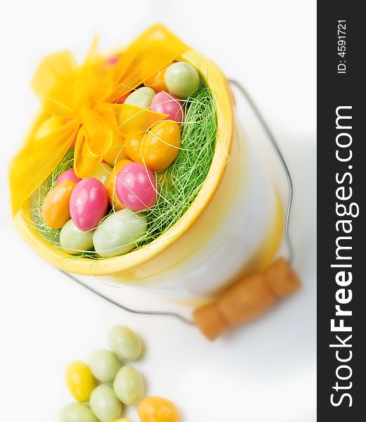 Colorful easter eggs on a white background