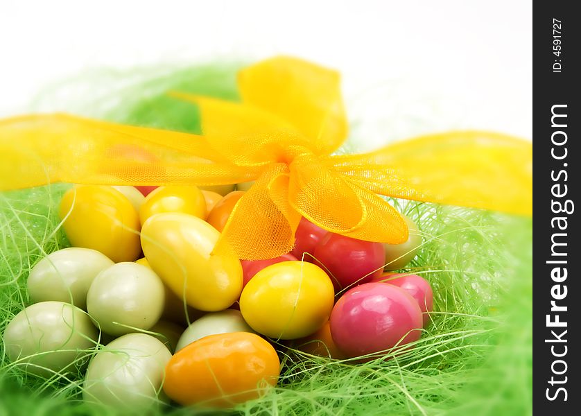 Colorful easter eggs on a white background