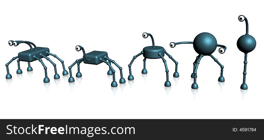 Isolated Illustration of  robots evolution