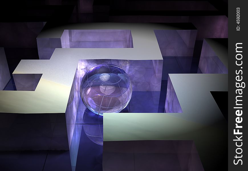 Abstract scene of the ball in labyrinth