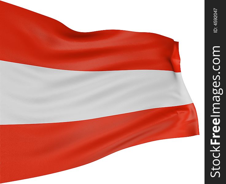 3D Austrian flag with fabric surface texture. White background.