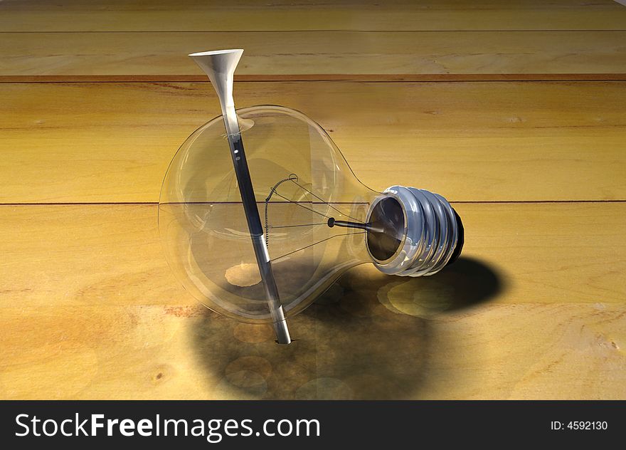 Scene nail in lamp executed in 3D