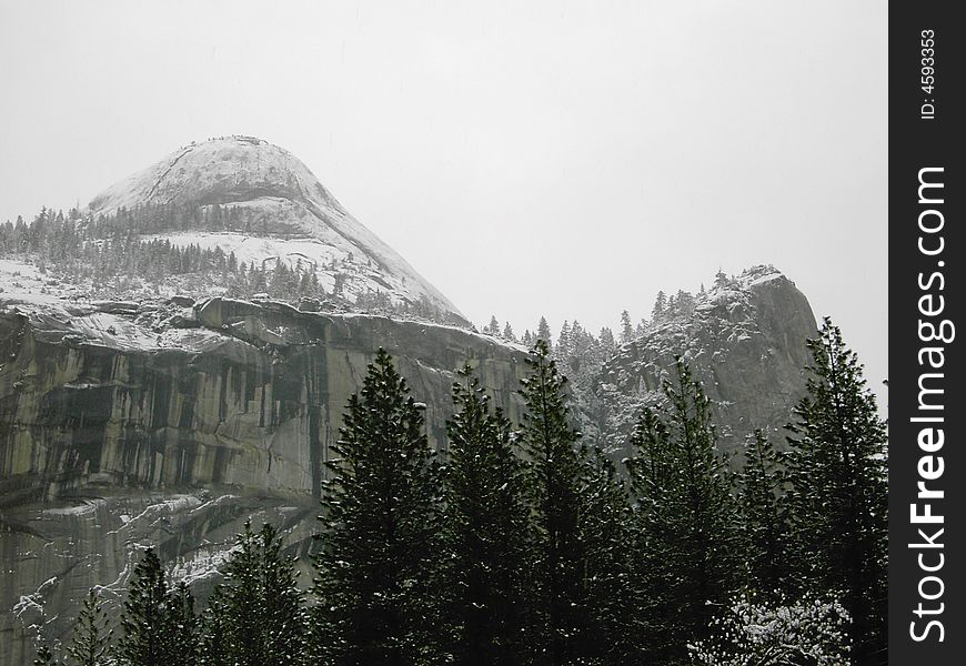 Looking up at North Dome. Looking up at North Dome